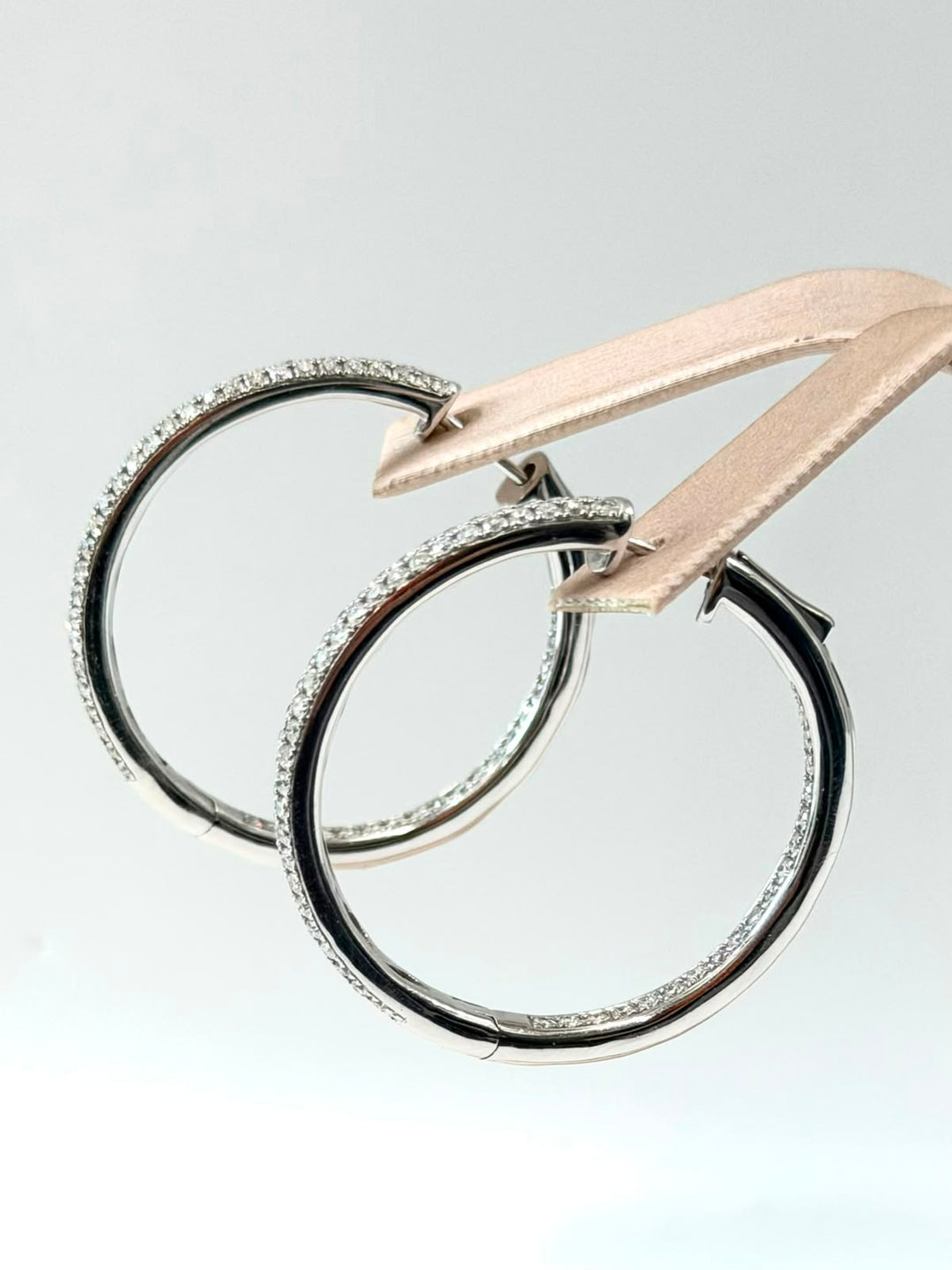 14K WHITE GOLD DIAMOND INSIDE OUT HOOP EARRINGS