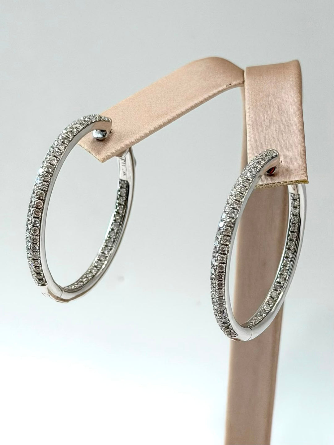 14K WHITE GOLD DIAMOND INSIDE OUT HOOP EARRINGS