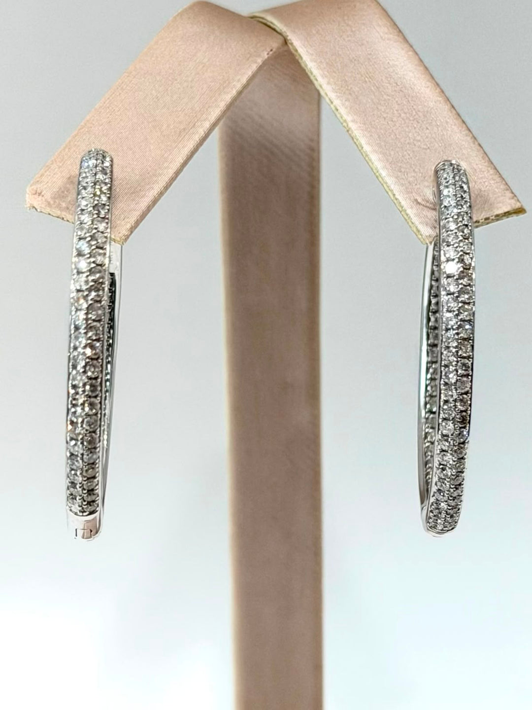 14K WHITE GOLD DIAMOND INSIDE OUT HOOP EARRINGS