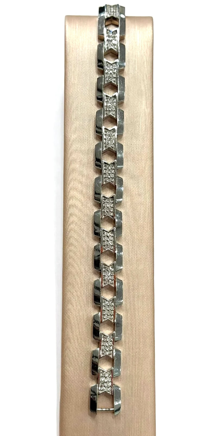14K WHITE GOLD DIAMOND LINK BRACELET