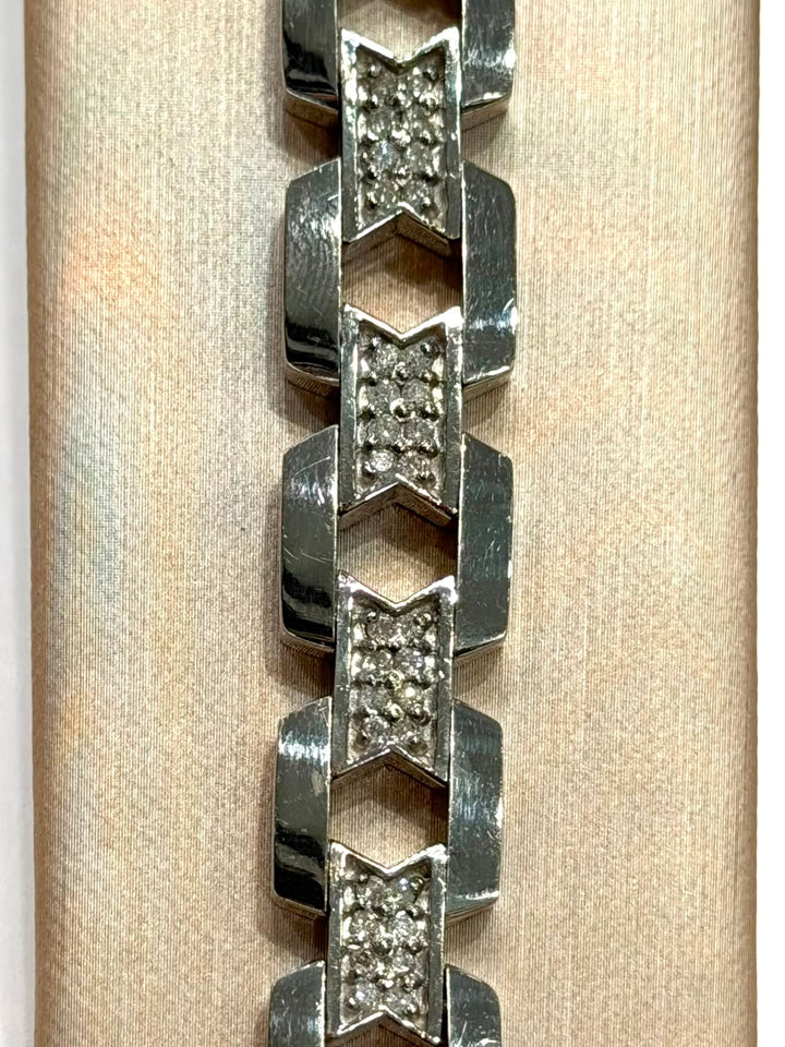 14K WHITE GOLD DIAMOND LINK BRACELET