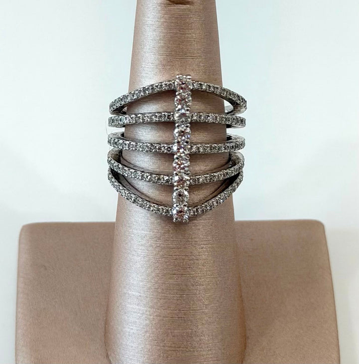14K WHITE GOLD LAB-GROWN DIAMOND MULTI-ROW RING