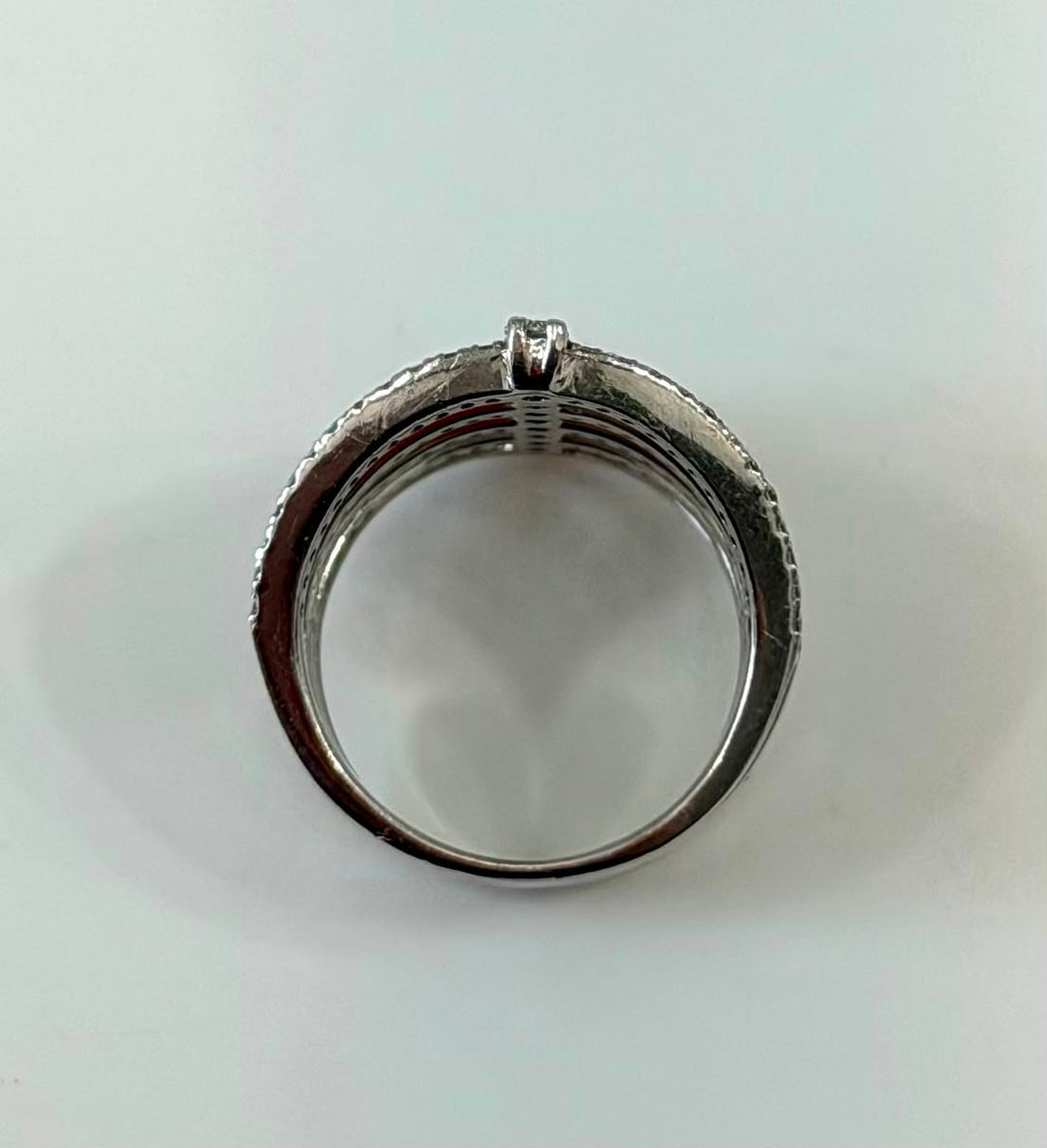 14K WHITE GOLD LAB-GROWN DIAMOND MULTI-ROW RING