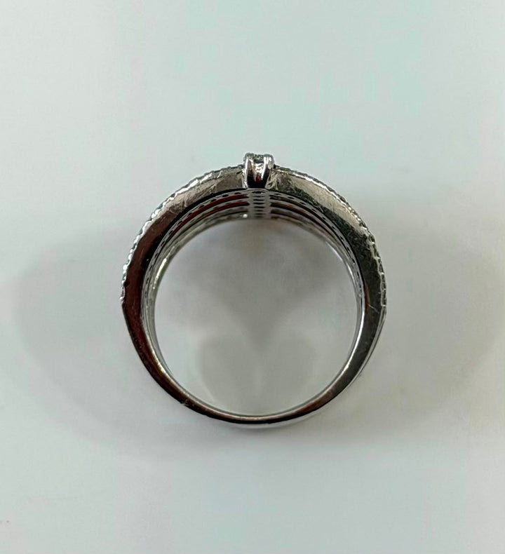 14K WHITE GOLD LAB-GROWN DIAMOND MULTI-ROW RING
