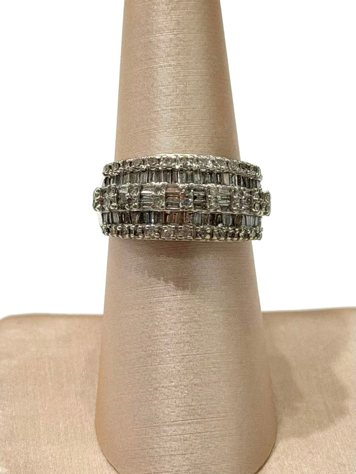 14K WHITE GOLD MULTI-ROW DIAMOND RING