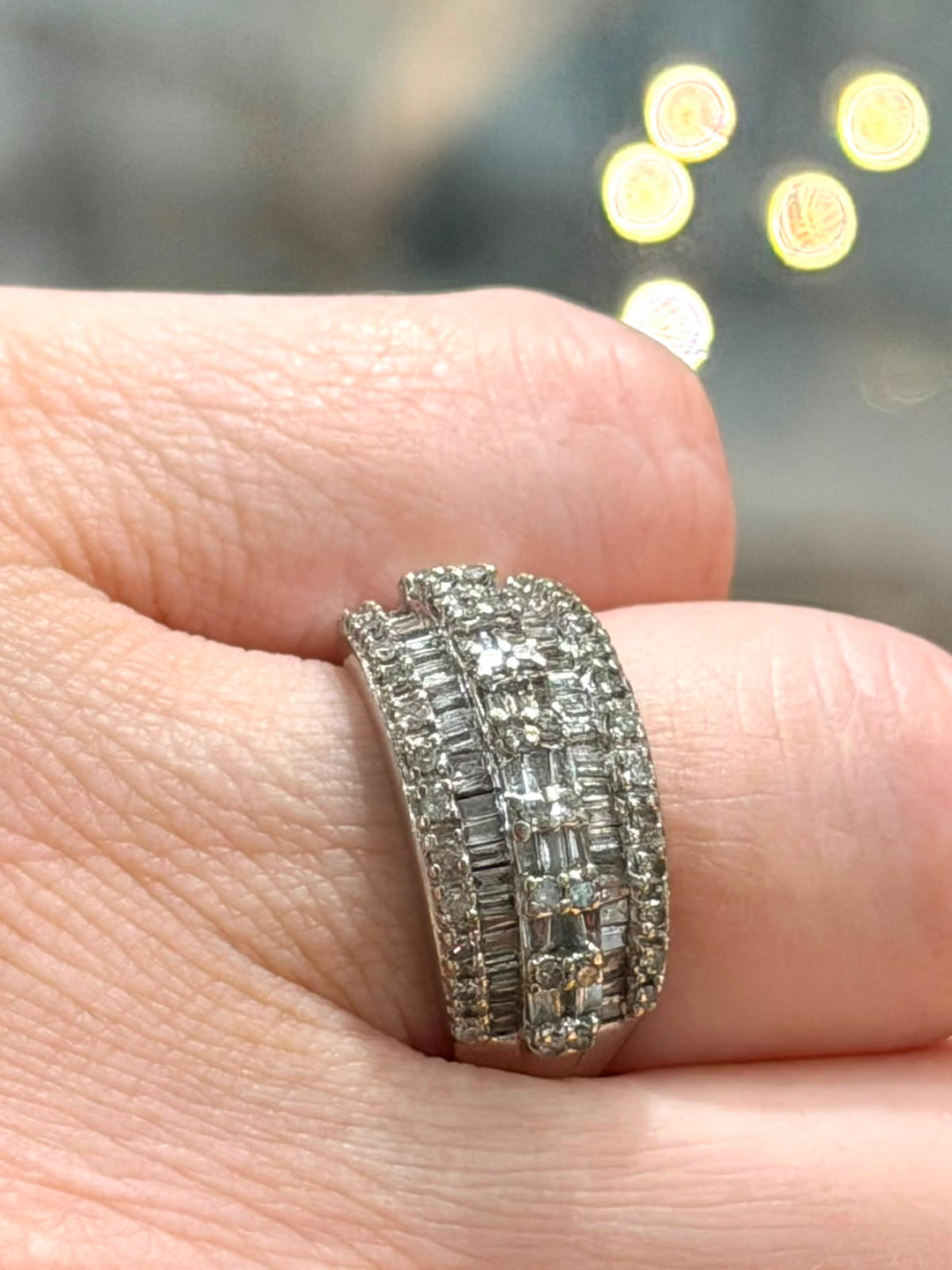 14K WHITE GOLD MULTI-ROW DIAMOND RING