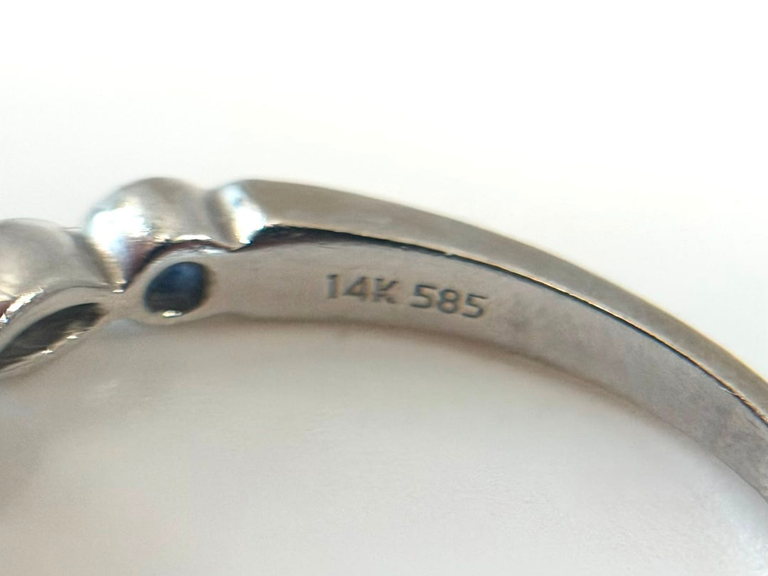 14K WHITE GOLD SAPPHIRE &amp; DIAMOND BAND RING