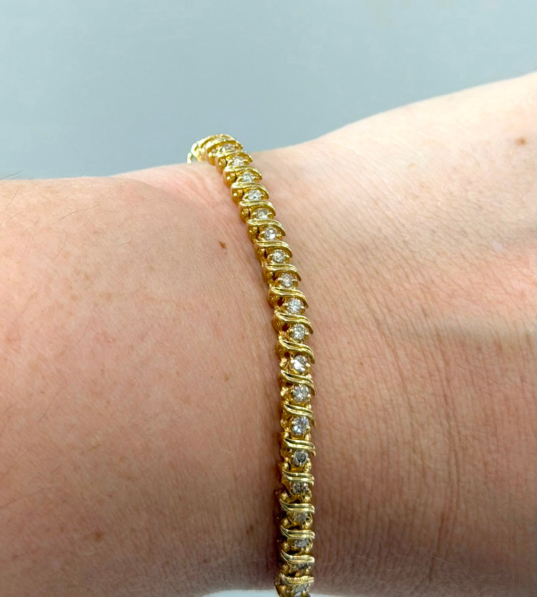 14K YELLOW GOLD 3 CT DIAMOND TENNIS BRACELET