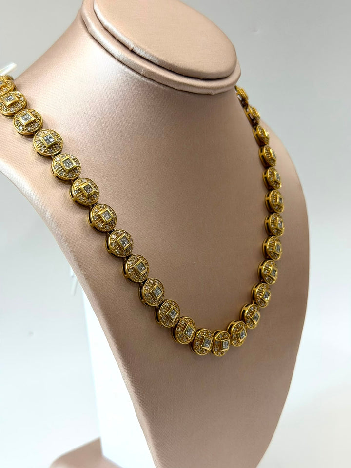 14K YELLOW GOLD DIAMOND STATION NECKLACE