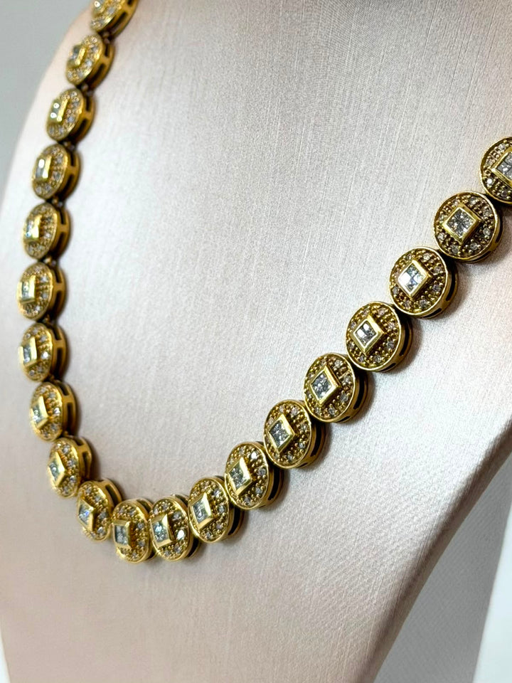 14K YELLOW GOLD DIAMOND STATION NECKLACE