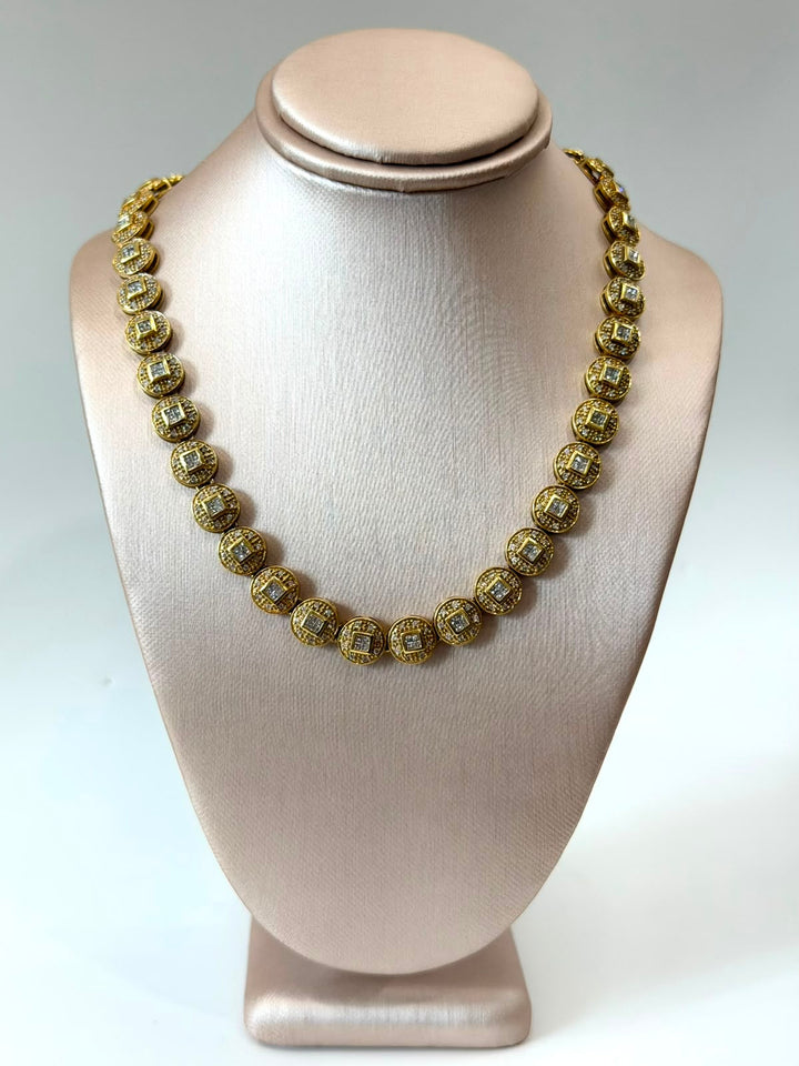 14K YELLOW GOLD DIAMOND STATION NECKLACE