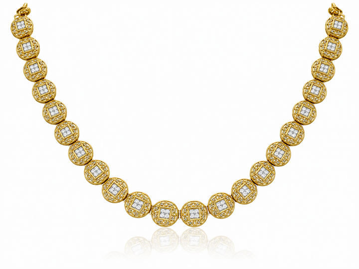 14K YELLOW GOLD DIAMOND STATION NECKLACE