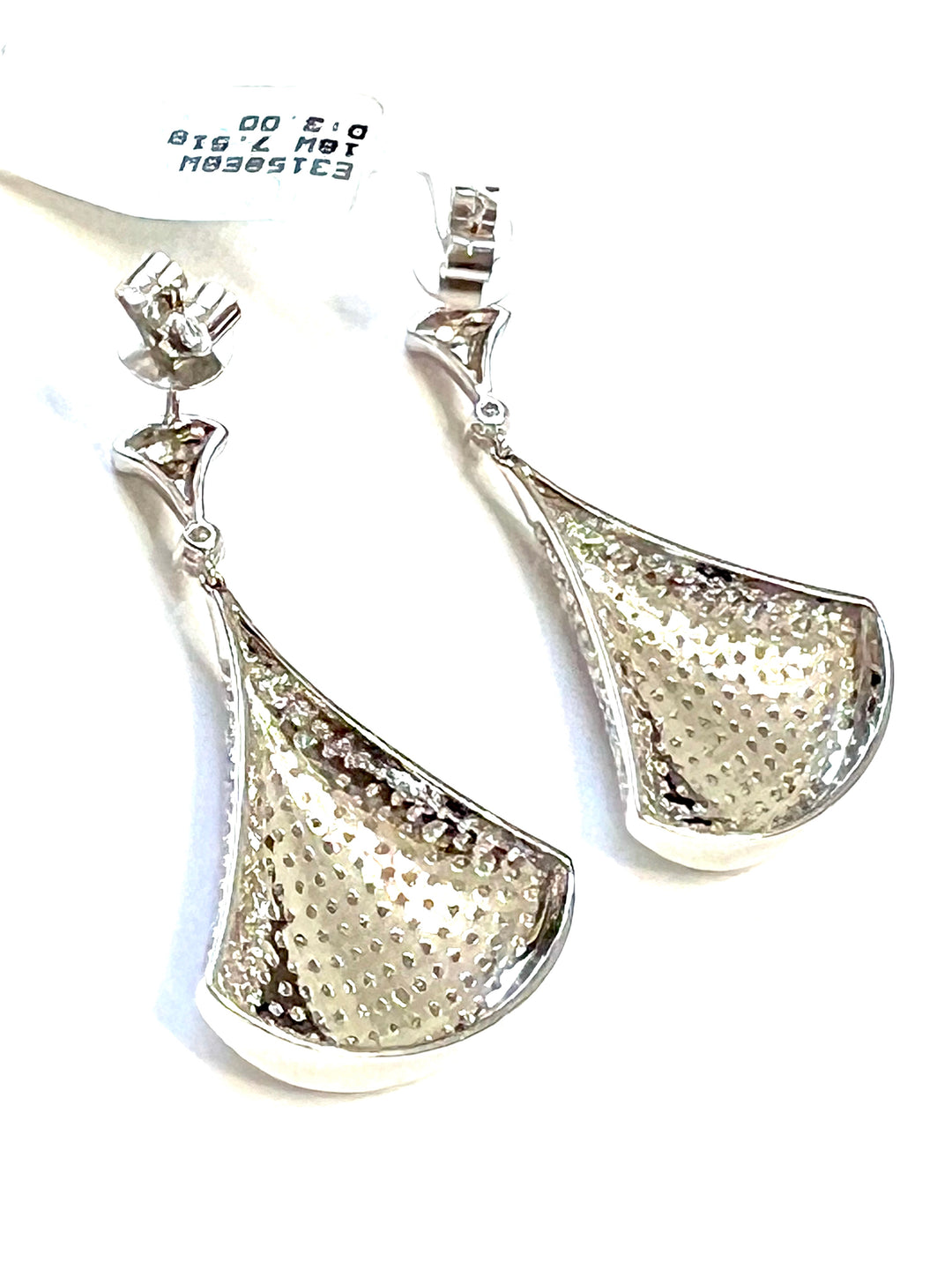 18K WHITE GOLD DIAMOND FANCY STATEMENT EARRINGS
