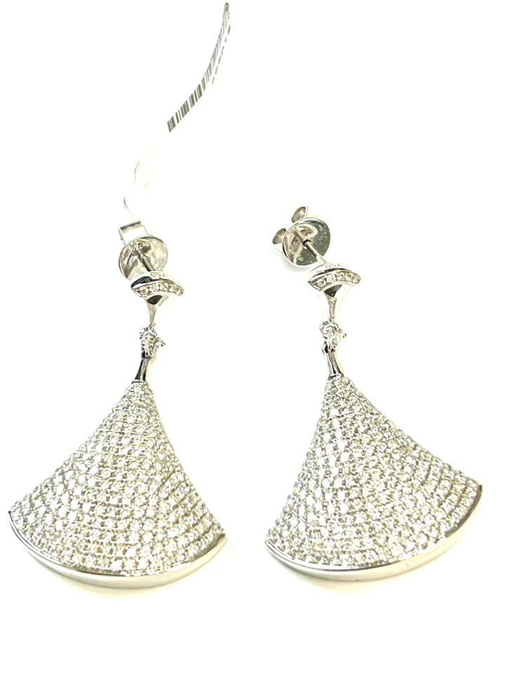 18K WHITE GOLD DIAMOND FANCY STATEMENT EARRINGS