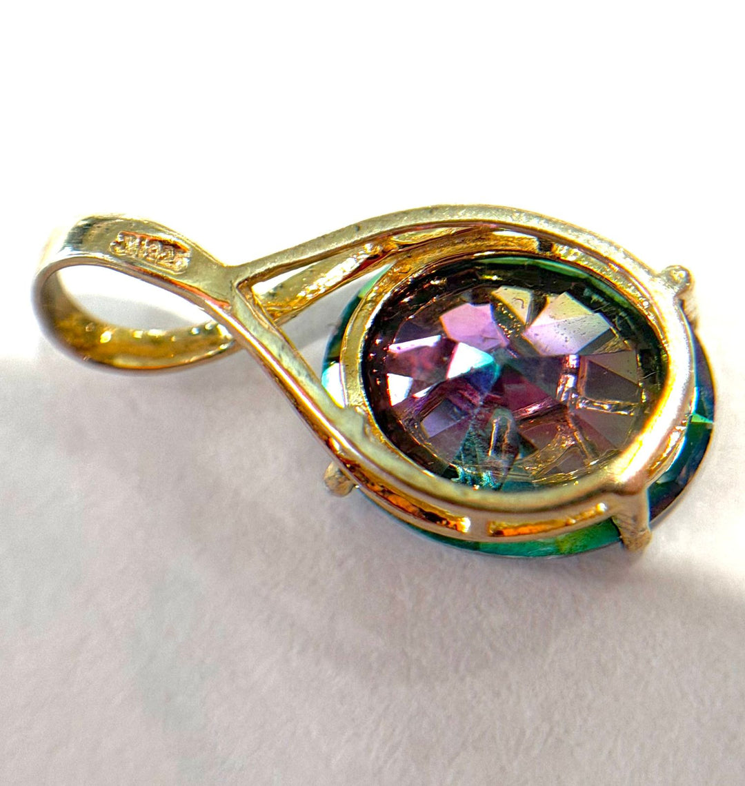 925 STERLING SILVER GOLD-TONE MYSTIC TOPAZ PENDANT