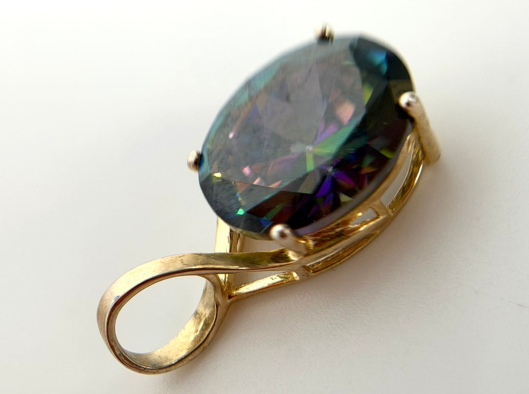 925 STERLING SILVER GOLD-TONE MYSTIC TOPAZ PENDANT