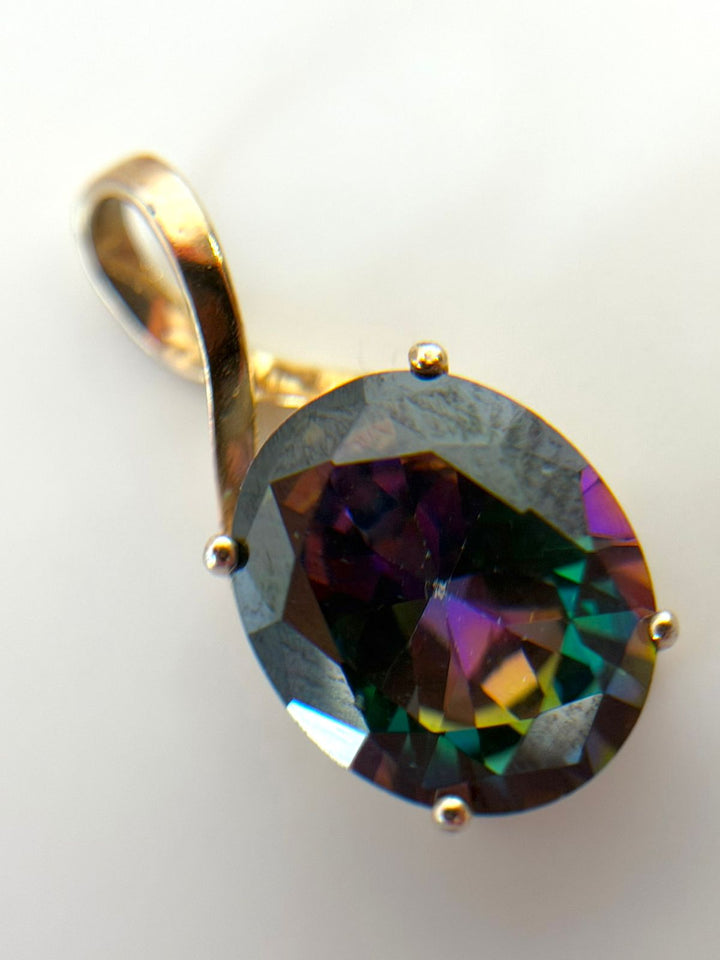 925 STERLING SILVER GOLD-TONE MYSTIC TOPAZ PENDANT