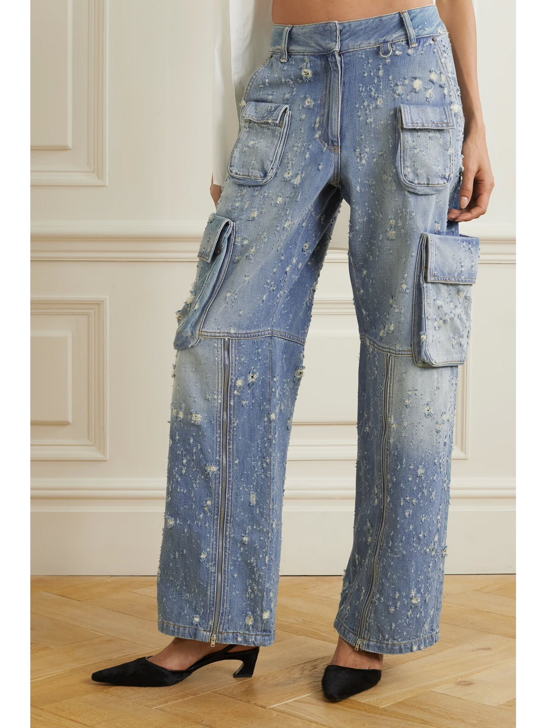 ACNE STUDIOS DISTRESSED BOYFRIEND CARGO JEANS
