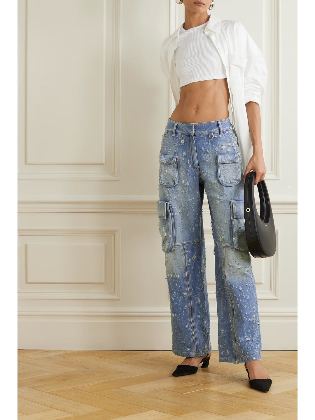 ACNE STUDIOS DISTRESSED BOYFRIEND CARGO JEANS
