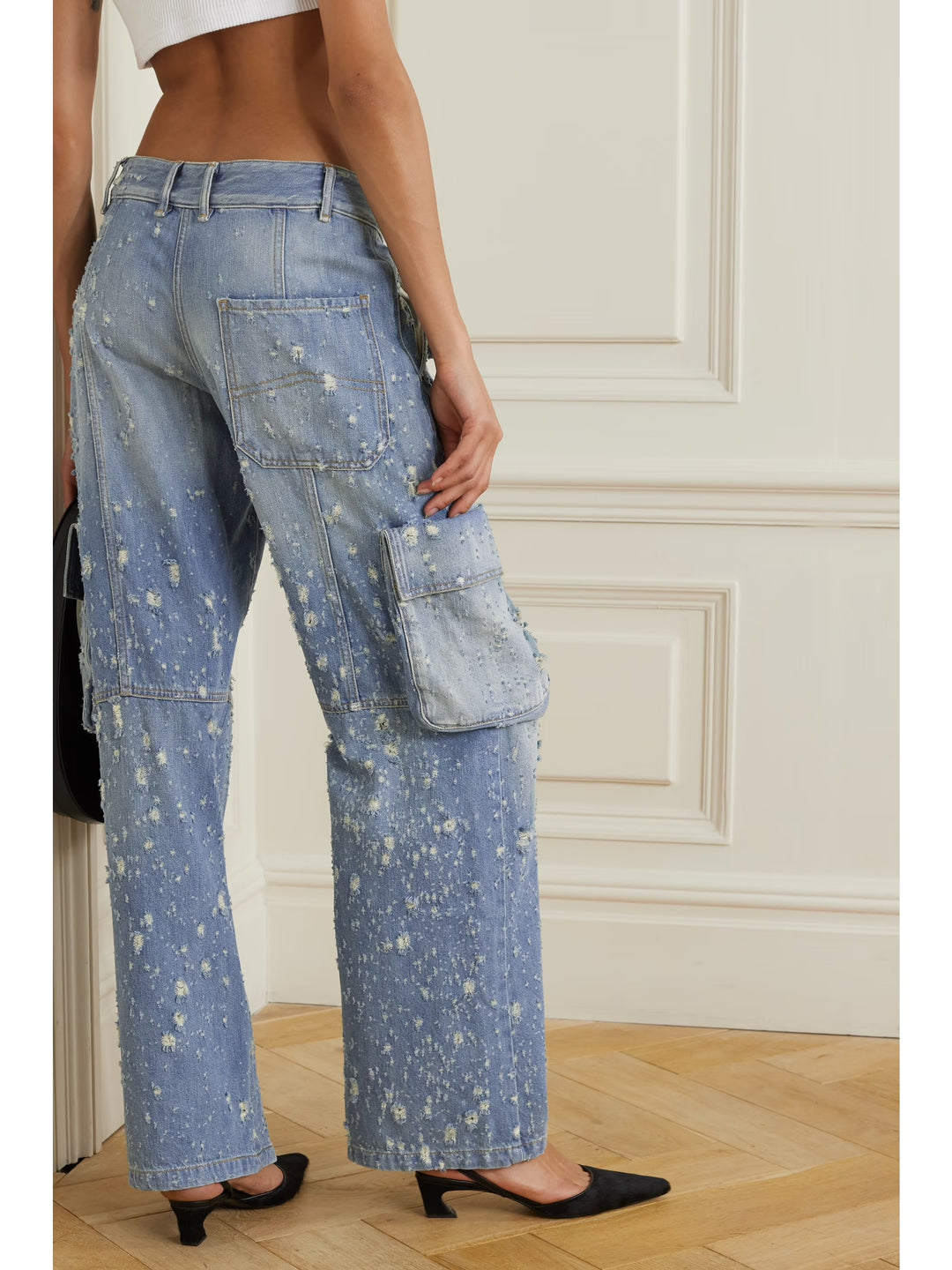 ACNE STUDIOS DISTRESSED BOYFRIEND CARGO JEANS