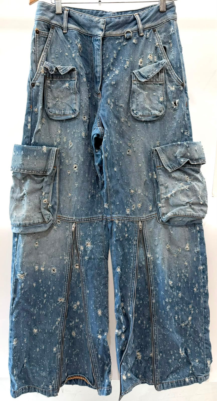 ACNE STUDIOS DISTRESSED BOYFRIEND CARGO JEANS