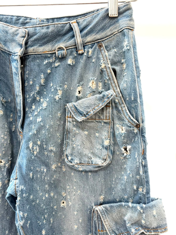ACNE STUDIOS DISTRESSED BOYFRIEND CARGO JEANS