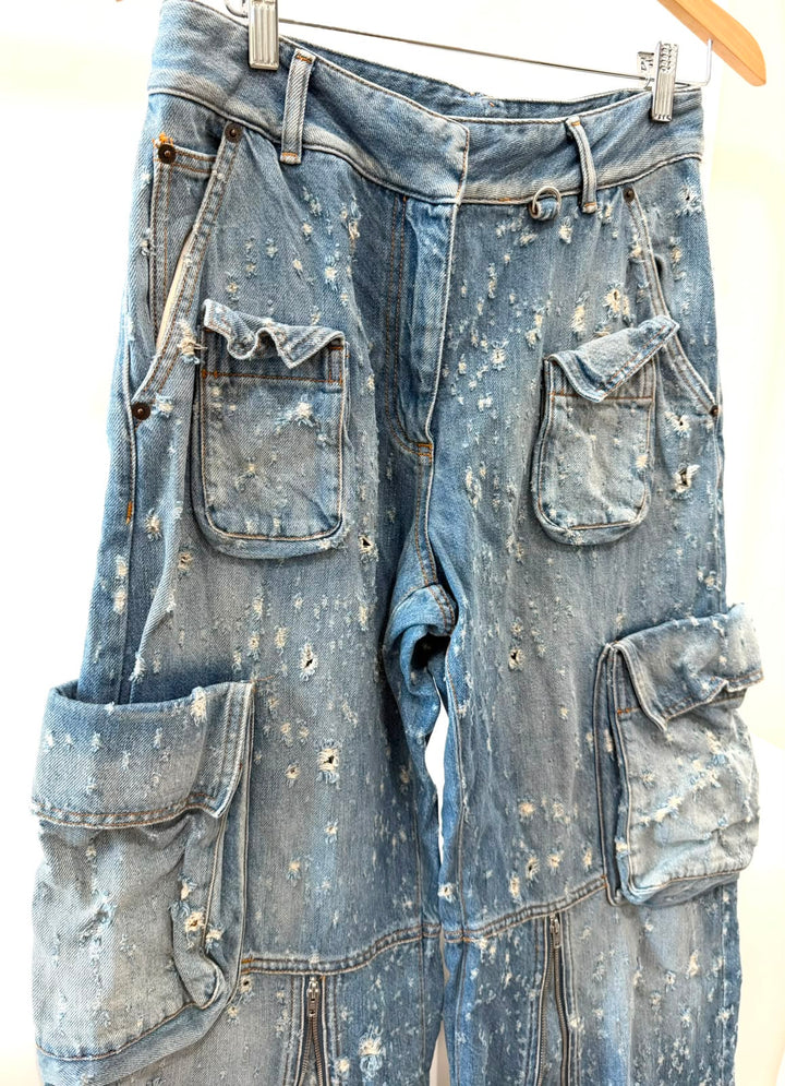 ACNE STUDIOS DISTRESSED BOYFRIEND CARGO JEANS