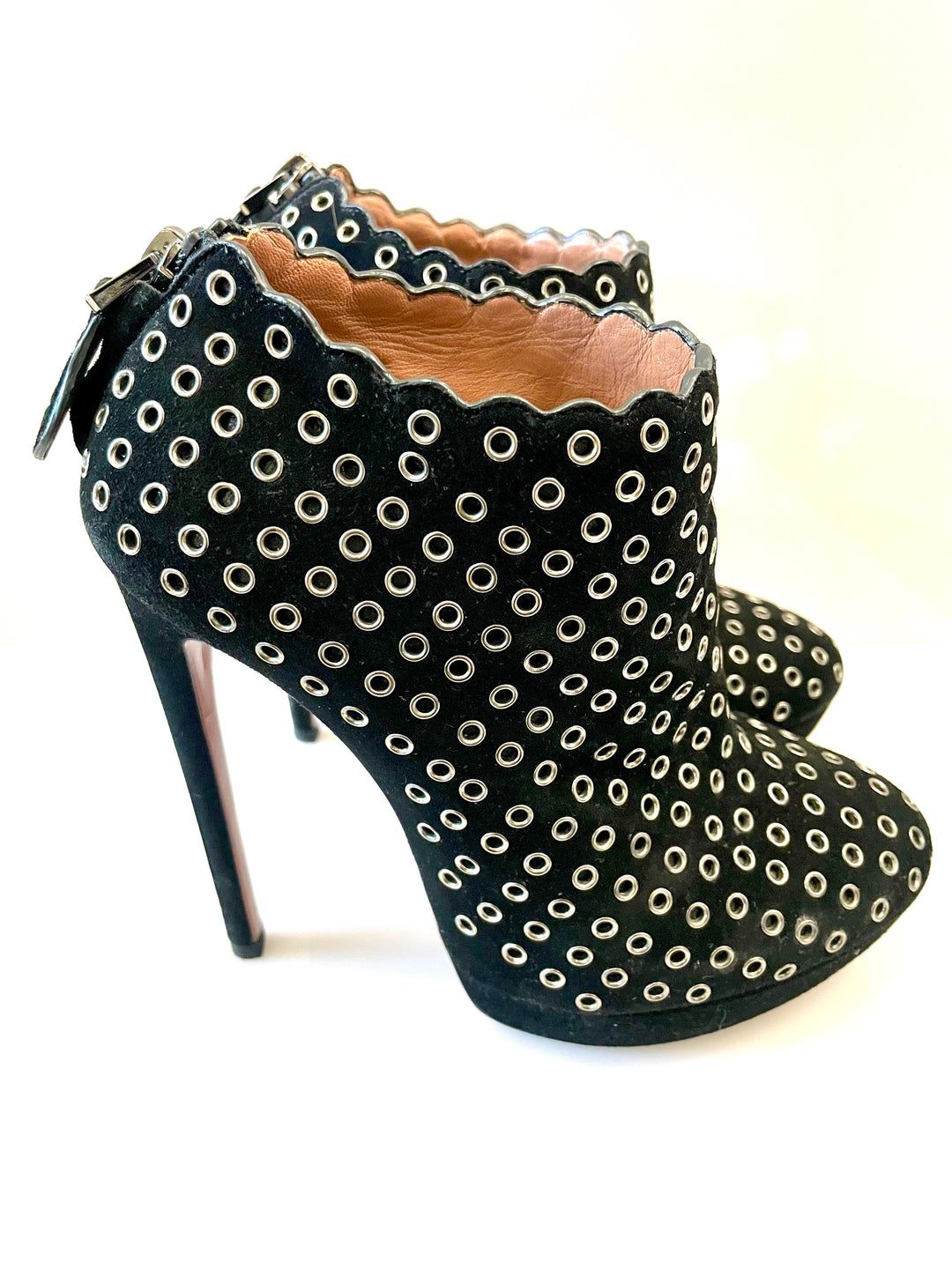 ALAÏA SUEDE EYELET BOOTIES