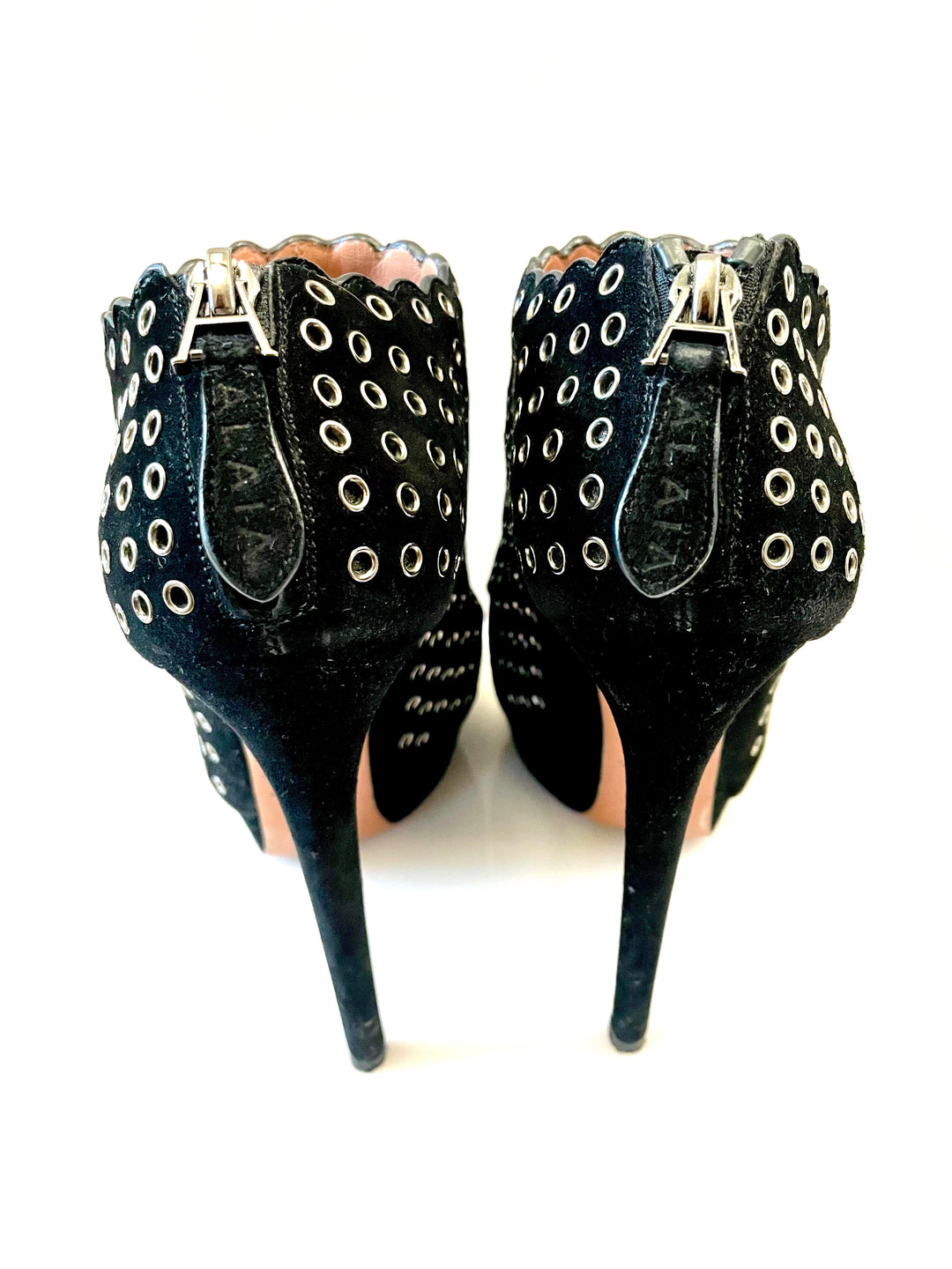 ALAÏA SUEDE EYELET BOOTIES