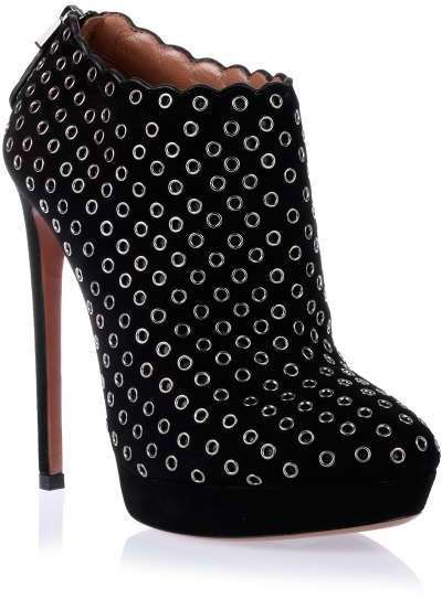 ALAÏA SUEDE EYELET BOOTIES