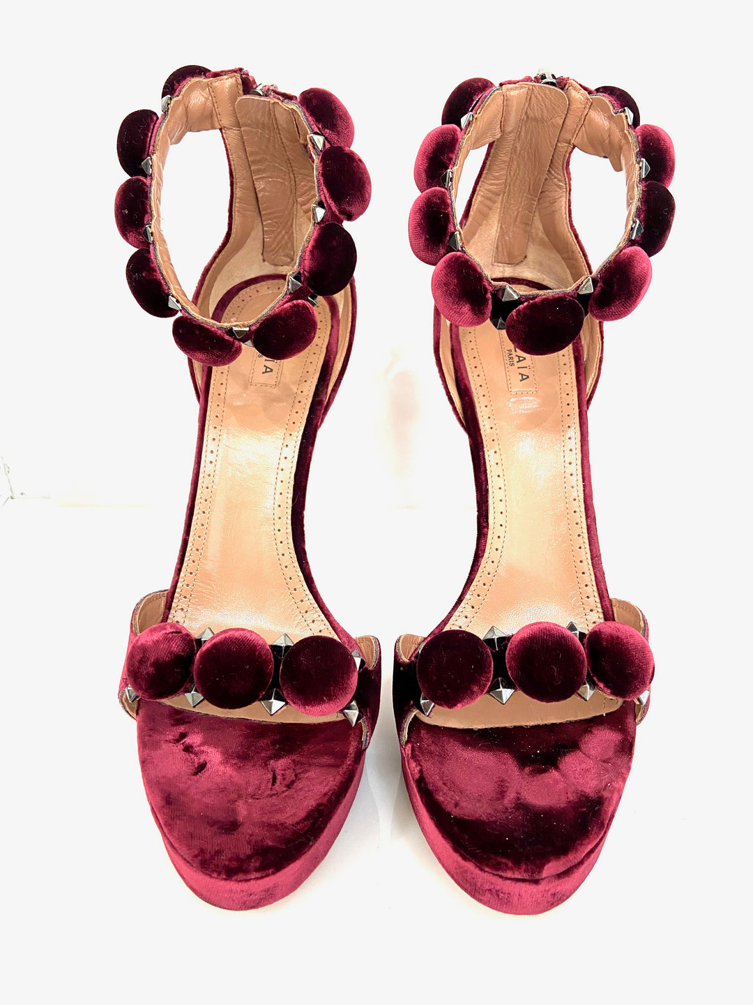 ALAÏA PARIS LA BOMBE VELVELT HEELS SANDALS