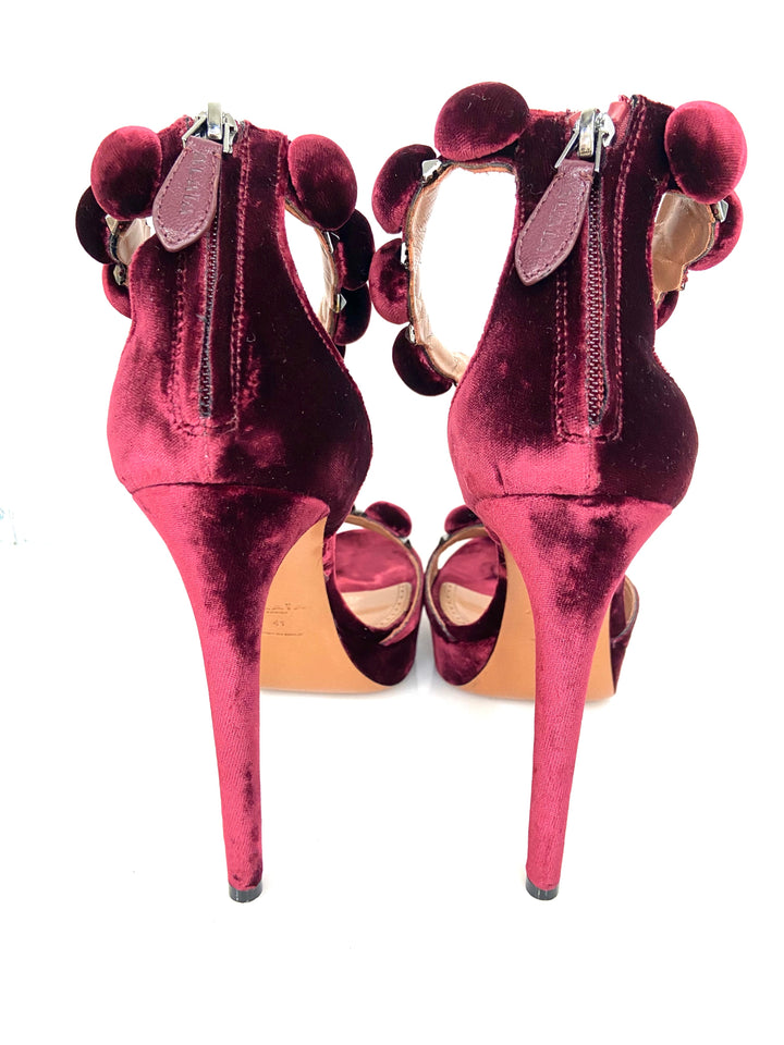 ALAÏA PARIS LA BOMBE VELVELT HEELS SANDALS