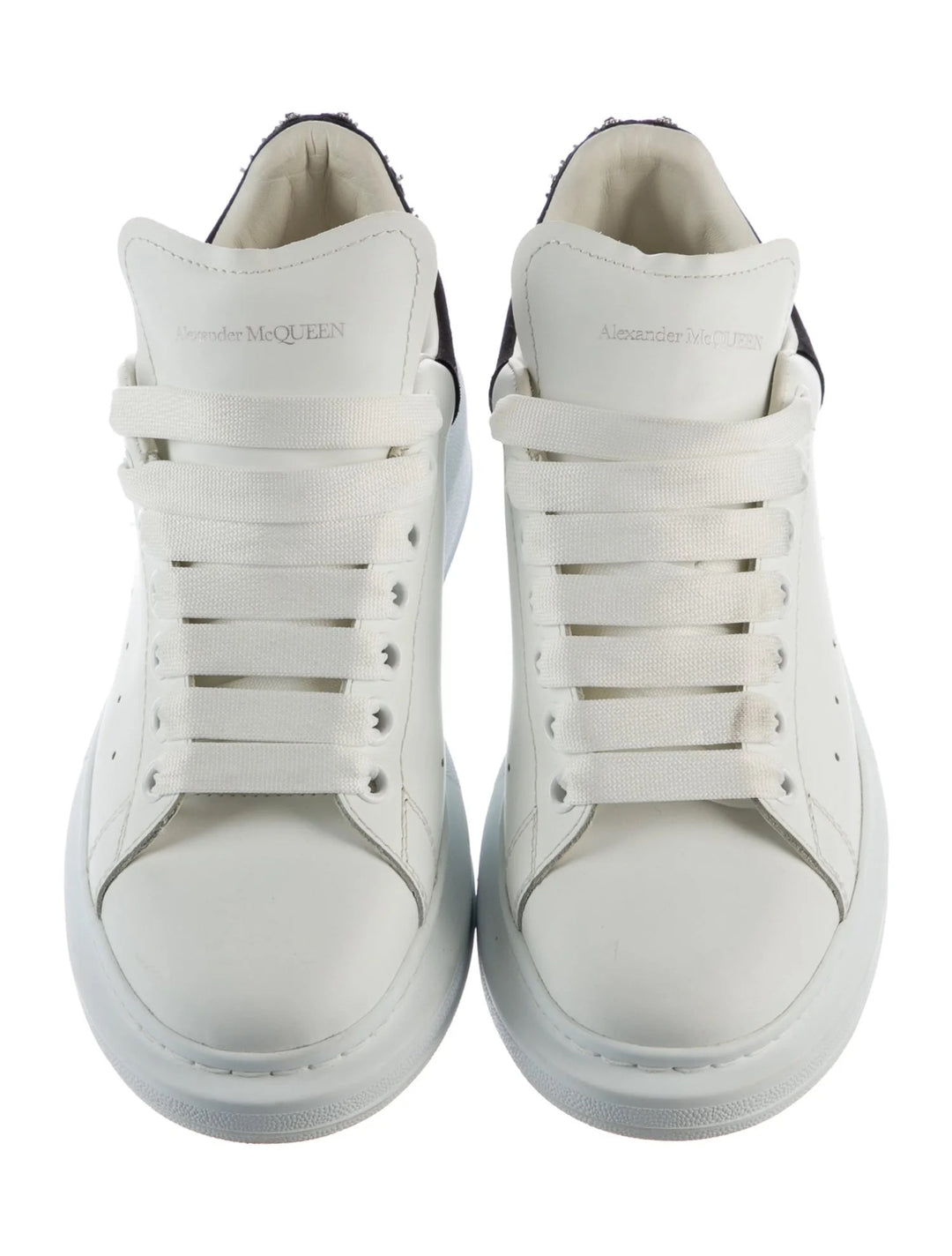 ALEXANDER MCQUEEN CALFSKIN LEATHER CRYSTAL EMBLLISHED SNEAKERS