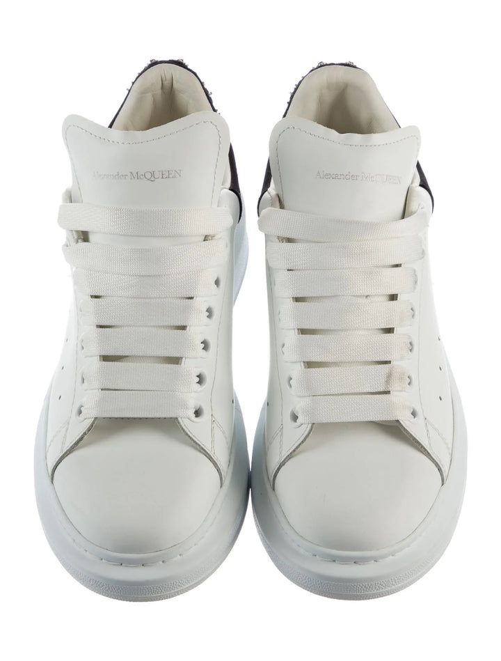 ALEXANDER MCQUEEN CALFSKIN LEATHER CRYSTAL EMBLLISHED SNEAKERS