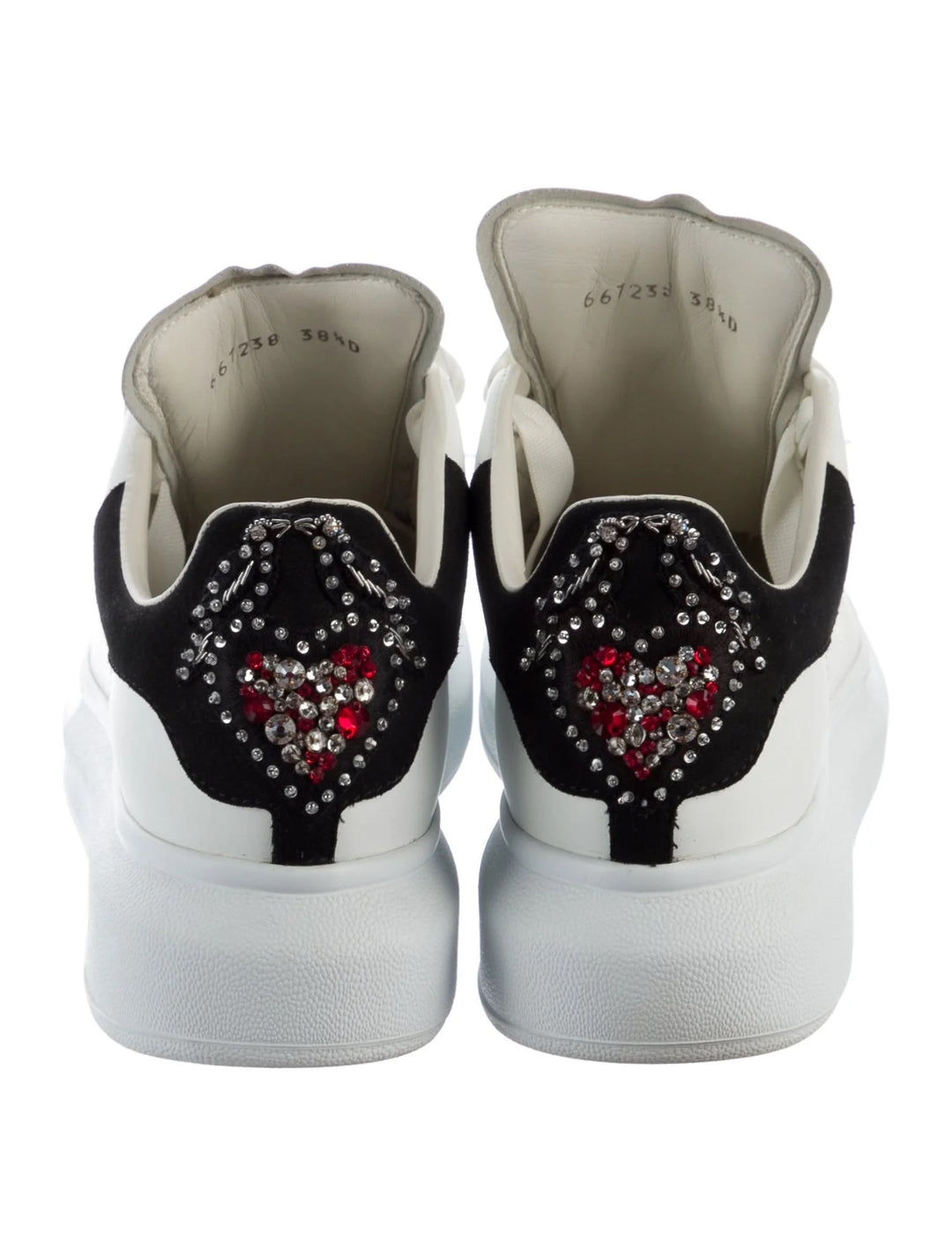 ALEXANDER MCQUEEN CALFSKIN LEATHER CRYSTAL EMBLLISHED SNEAKERS
