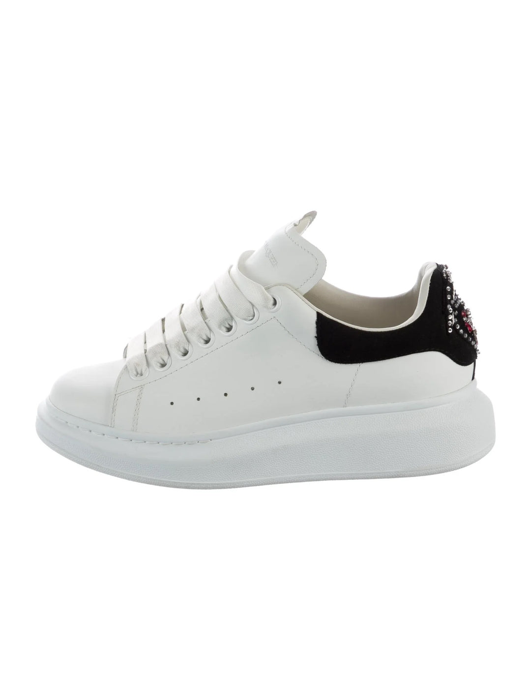 ALEXANDER MCQUEEN CALFSKIN LEATHER CRYSTAL EMBLLISHED SNEAKERS