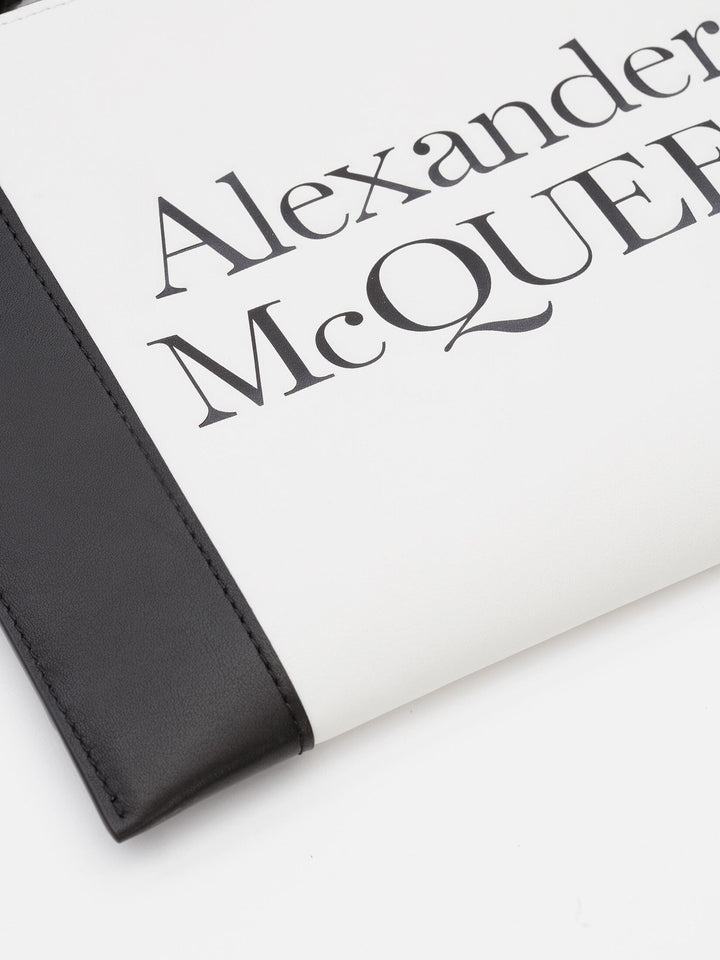ALEXANDER MCQUEEN SIGNATURE ZIPPER CALFSKIN POUCH WRISTLET
