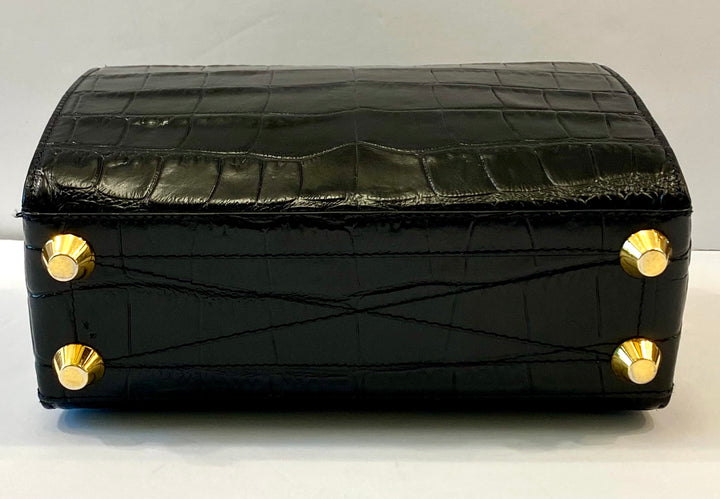 ALEXANDER MCQUEEN CROC EMBOSSED CALFSKIN BOX 21 SHOULDER BAG