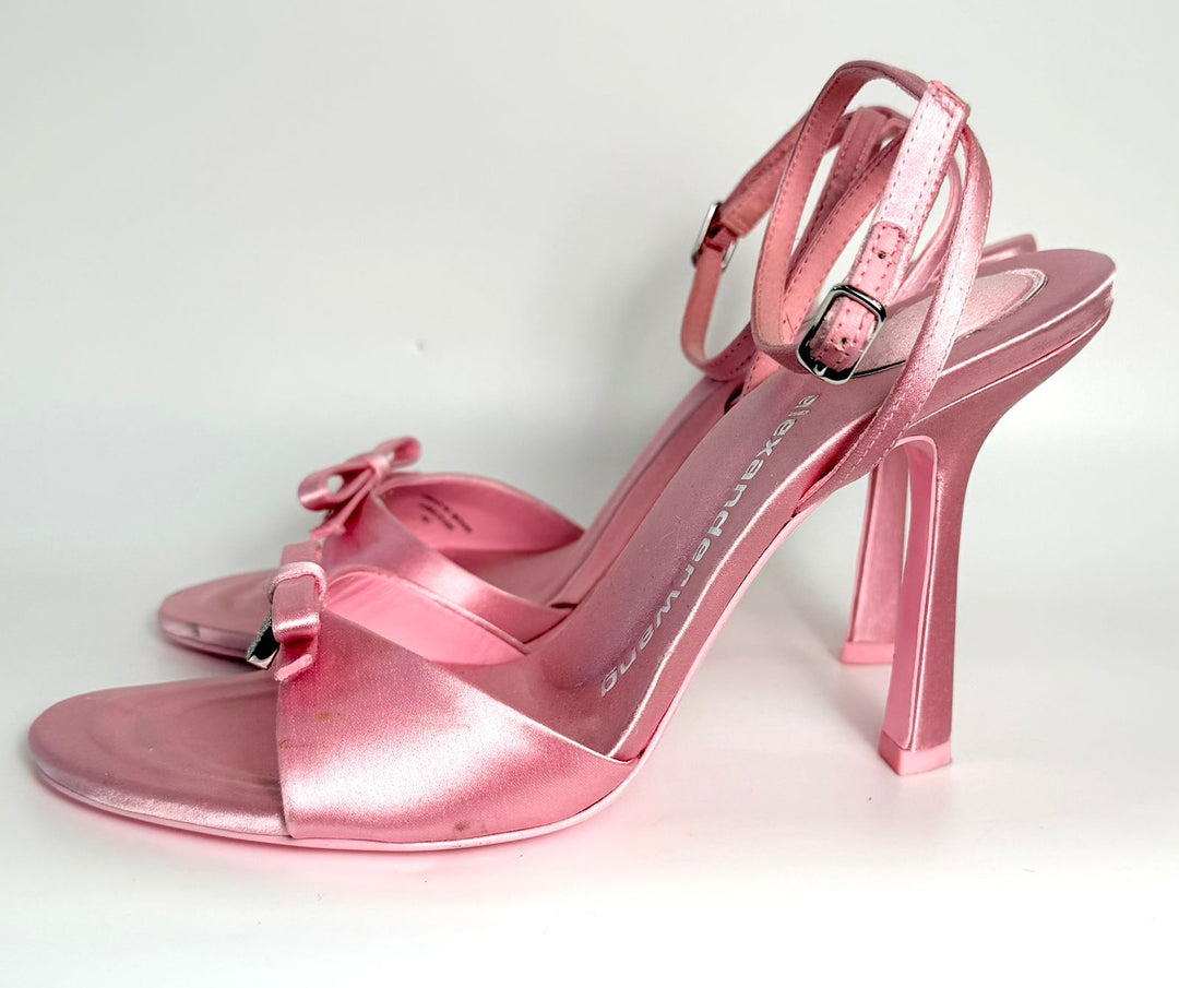 ALEXANDER WANG PINK DAHLIA 105 BOW HEELED SANDALS