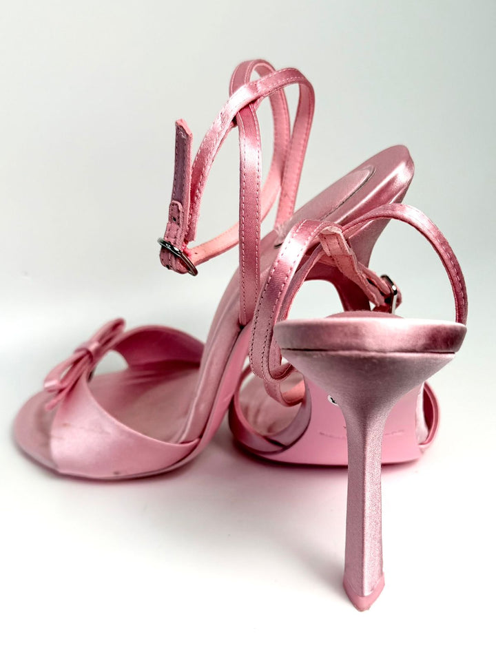 ALEXANDER WANG PINK DAHLIA 105 BOW HEELED SANDALS