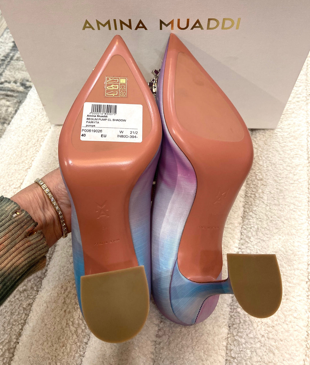 AMINA MUADI LEATHER RAINBOW FAIRY SHADOW AM CRYSTAL BEGUM PUMPS