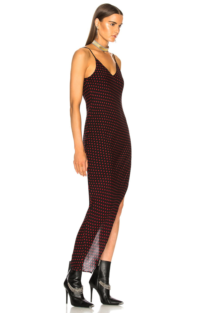 AMIRI ASYMMETRICAL DOT SILK DRESS