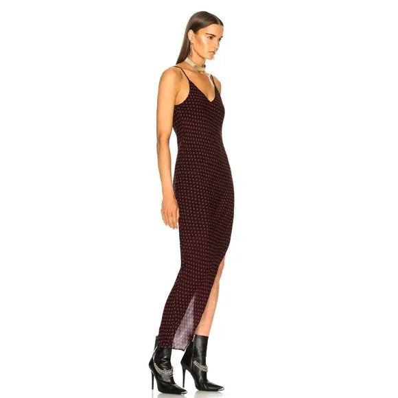 AMIRI ASYMMETRICAL DOT SILK DRESS