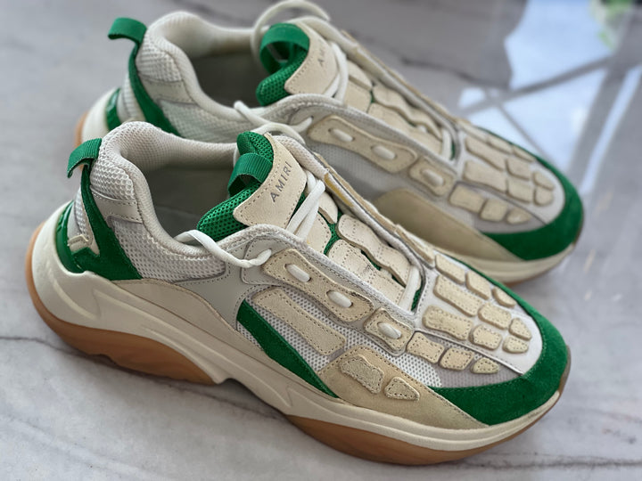 AMIRI BONE RUNNER LEATHER SUEDE &amp; MESH SNEAKERS