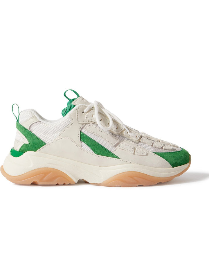 AMIRI BONE RUNNER LEATHER SUEDE &amp; MESH SNEAKERS