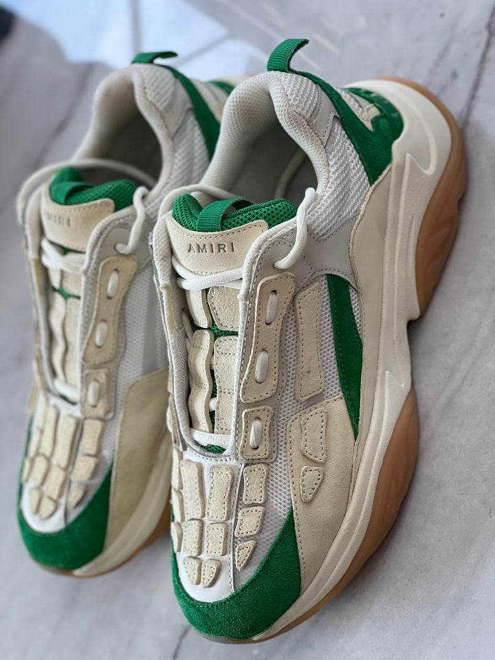 AMIRI BONE RUNNER LEATHER SUEDE &amp; MESH SNEAKERS