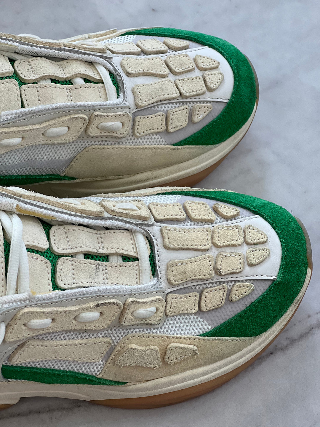 AMIRI BONE RUNNER LEATHER SUEDE &amp; MESH SNEAKERS