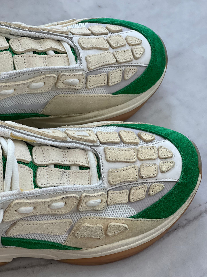 AMIRI BONE RUNNER LEATHER SUEDE &amp; MESH SNEAKERS