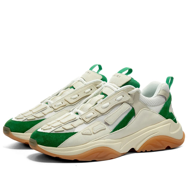 AMIRI BONE RUNNER LEATHER SUEDE &amp; MESH SNEAKERS