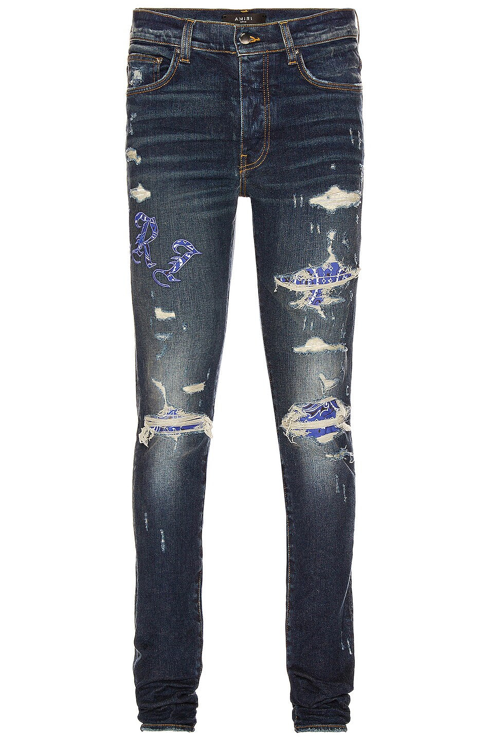 AMIRI OLD ENGLISH LOGO DISTRESSED JEANS – Caroline's Fashion Luxuries